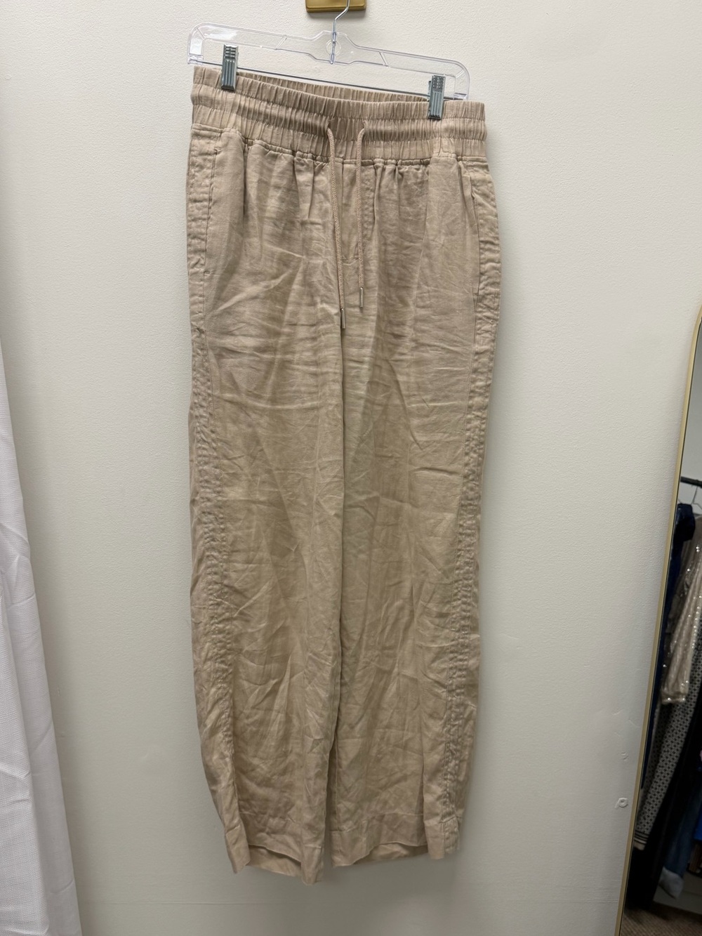 QUINCE linen drawstring wide leg pants - Picture 2 of 4